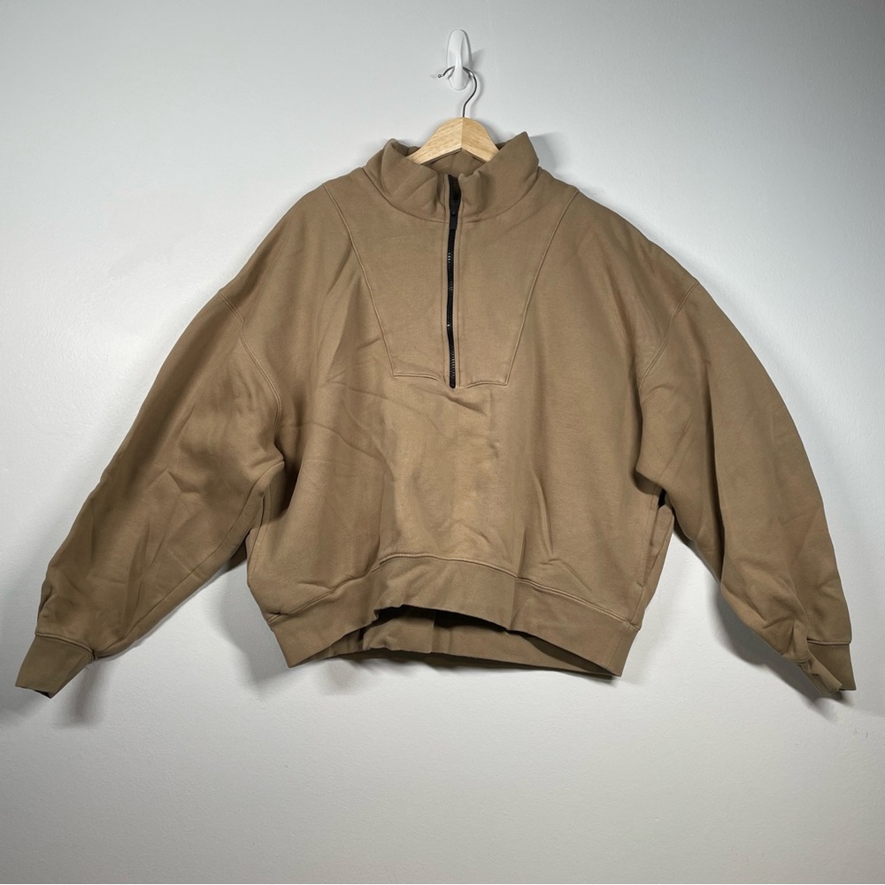 Essentials Fear Of God Women’s Tan Quarter Zip Pullover Sweatshirt Size XL